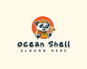 Cute Painter Panda logo design