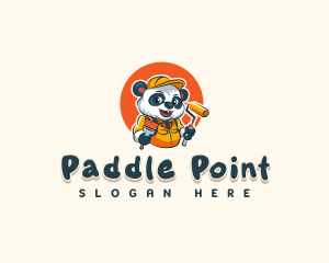 Cute Painter Panda logo design