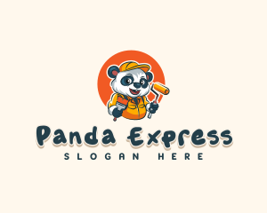 Cute Painter Panda logo design