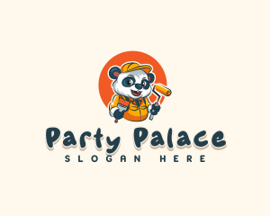 Cute Painter Panda logo design