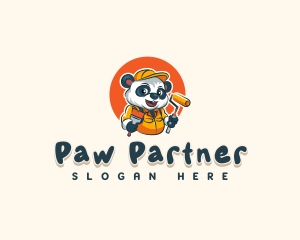 Cute Painter Panda logo design