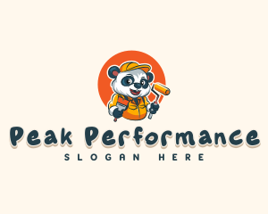 Cute Painter Panda logo design