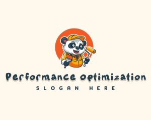 Cute Painter Panda logo design