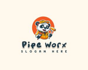 Cute Painter Panda logo design