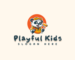 Cute Painter Panda logo design