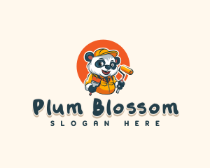 Cute Painter Panda logo design