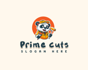 Cute Painter Panda logo design