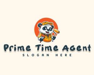 Cute Painter Panda logo design