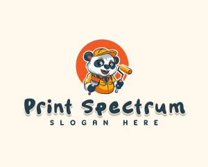 Cute Painter Panda logo design