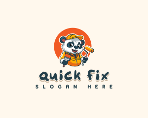 Cute Painter Panda logo design