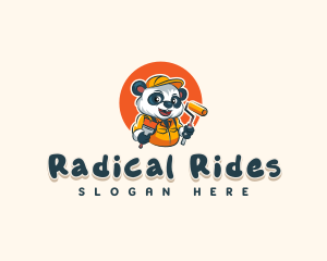 Cute Painter Panda logo design