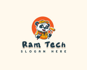 Cute Painter Panda logo design