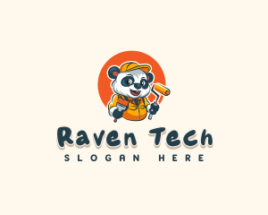 Cute Painter Panda logo design