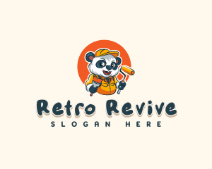 Cute Painter Panda logo design