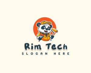 Cute Painter Panda logo design