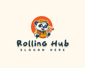 Cute Painter Panda logo design