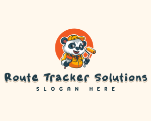 Cute Painter Panda logo design