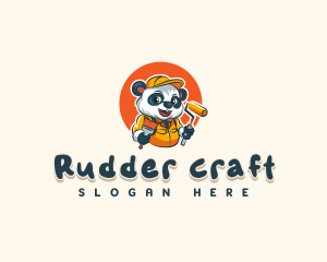 Cute Painter Panda logo design