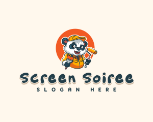 Cute Painter Panda logo design