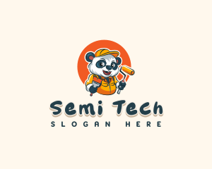 Cute Painter Panda logo design