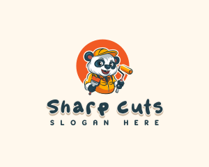 Cute Painter Panda logo design