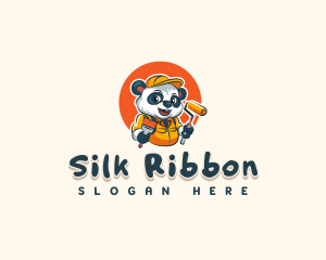 Cute Painter Panda logo design