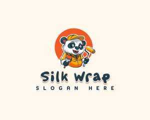 Cute Painter Panda logo design