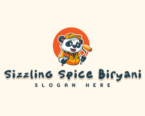 Cute Painter Panda logo design