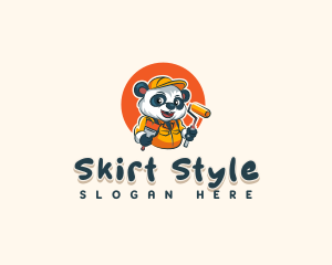 Cute Painter Panda logo design