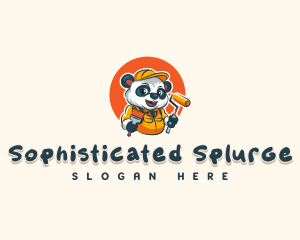 Cute Painter Panda logo design