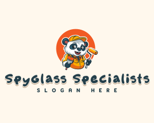 Cute Painter Panda logo design