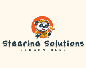 Cute Painter Panda logo design