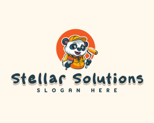 Cute Painter Panda logo design