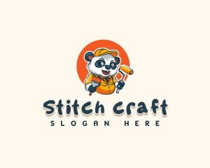 Cute Painter Panda logo design