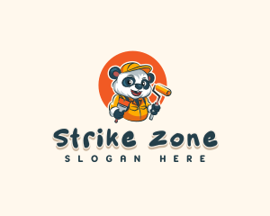 Cute Painter Panda logo design