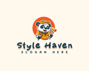 Cute Painter Panda logo design