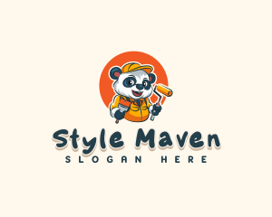 Cute Painter Panda logo design