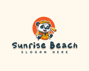 Cute Painter Panda logo design