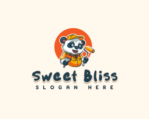 Cute Painter Panda logo design