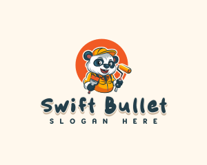 Cute Painter Panda logo design