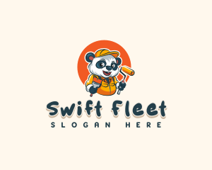 Cute Painter Panda logo design