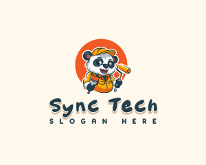 Cute Painter Panda logo design