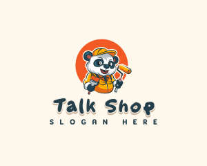 Cute Painter Panda logo design