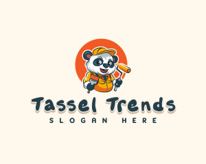 Cute Painter Panda logo design