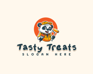 Cute Painter Panda logo design