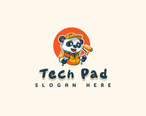 Cute Painter Panda logo design