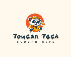 Cute Painter Panda logo design