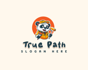 Cute Painter Panda logo design