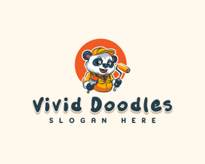 Cute Painter Panda logo design