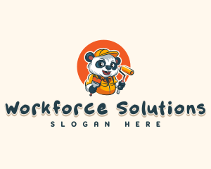 Cute Painter Panda logo design